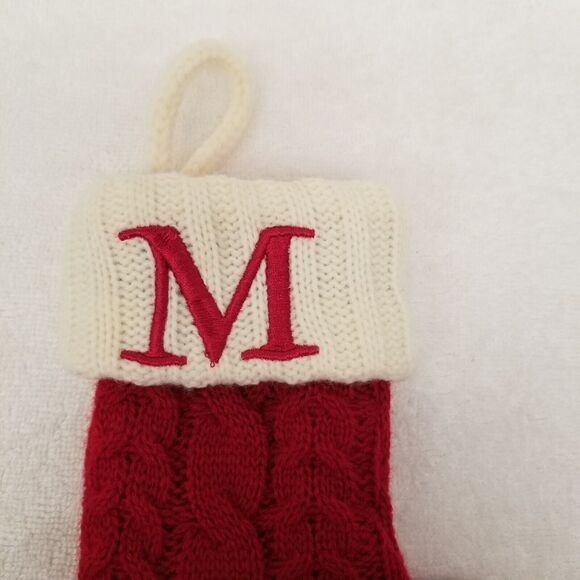 Knit Christmas baby stocking 7" tall monogram M - Picture 5 of 8